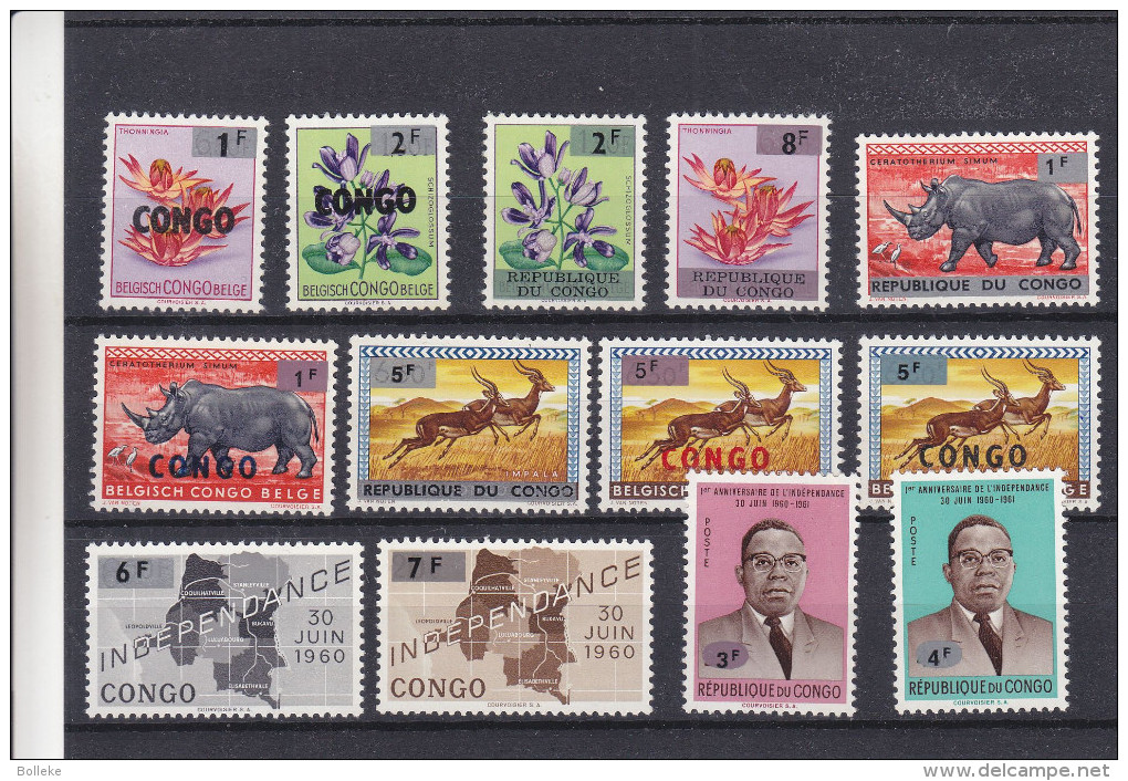 République Du Congo - COB 532 / 44 ** - MNH - Fleurs - Rhinocéros - Impalas - Valeur 20 Euros - Neufs