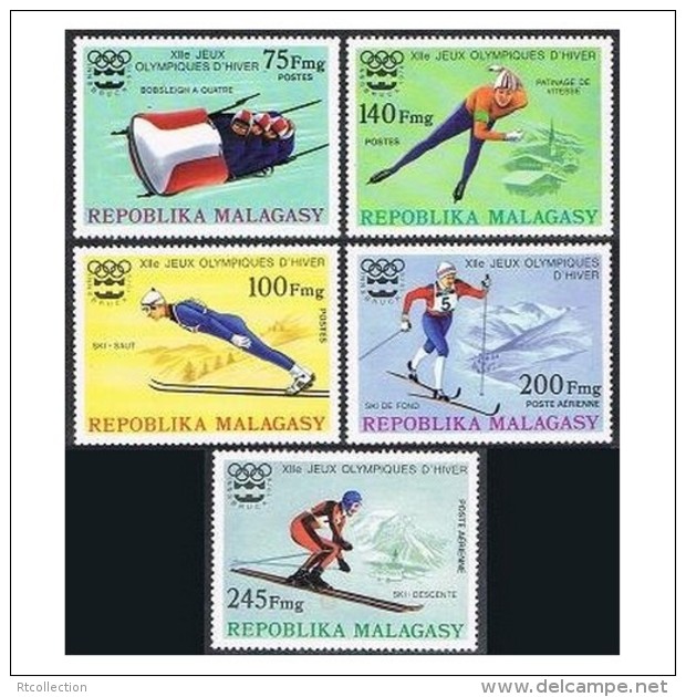 Madagascar 1976 Innsbruck Olympic Games Sports Ski Jump Speed Skating Stamps MNH SC 538-540 Mi 767-771 - Madagascar (1960-...)