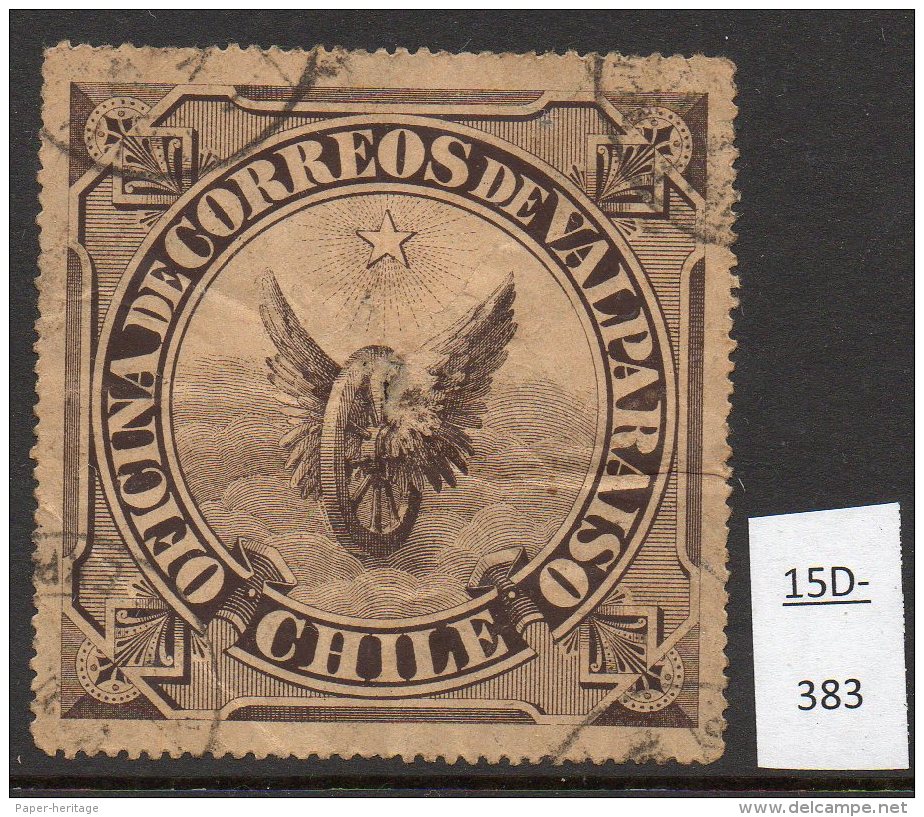 Chile &ndash; Valparaiso Offial Seal Of A Winged Wheel. Used, Several Creases, Small Central Hole. - Chile