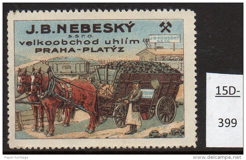 Czechoslovakia Poster Cinderella Mine Railway Train / Å¾eleznice / Horse Cart &ndash; Coal / Uhlí / Kohle / Charbon / Mi - Unused Stamps