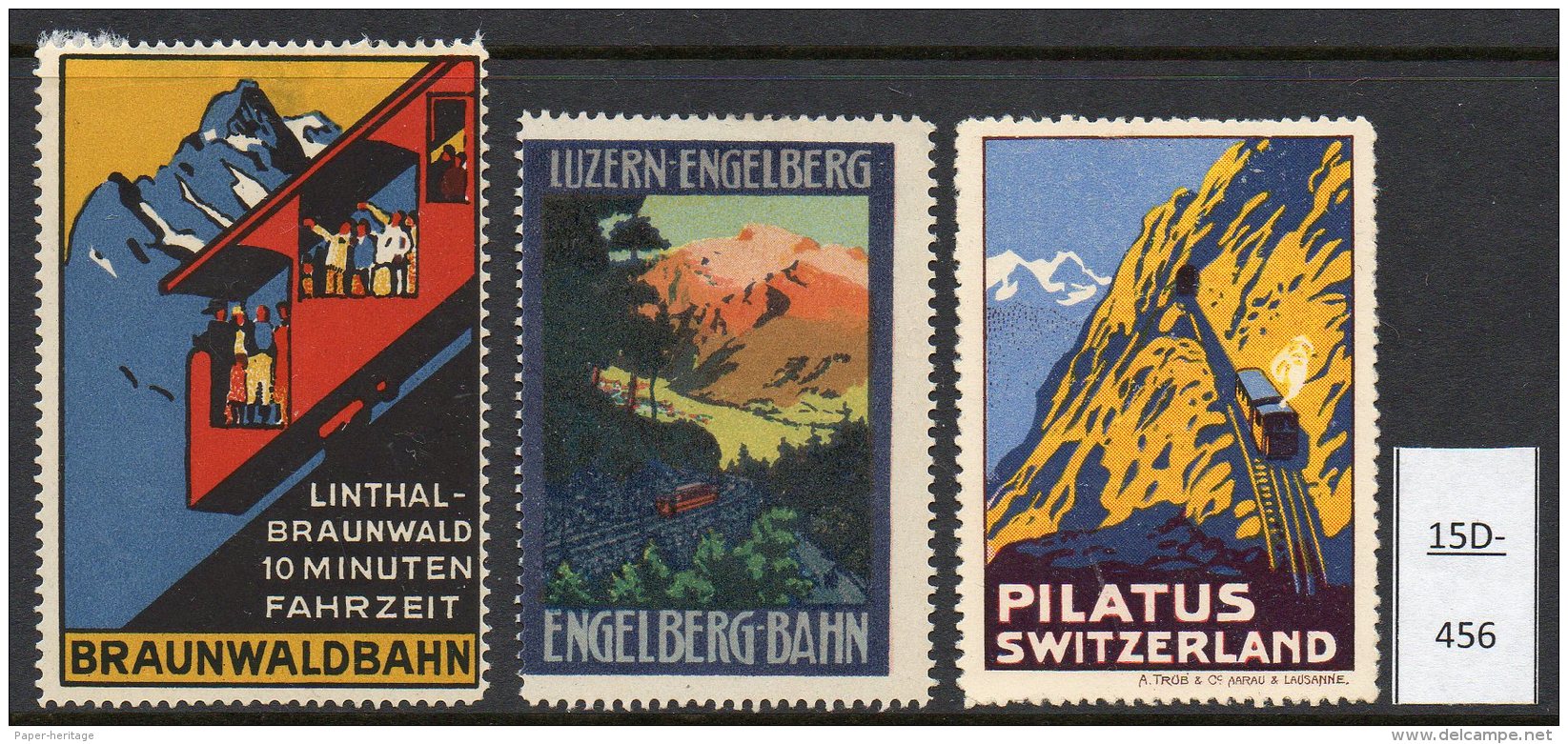 Switzerland : THREE Poster Stamps / Cinderella : Train Railway Eisenbahn Chemin De Fer Ferrocarril - Other & Unclassified