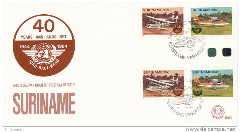 DC0594 SURINAM FDC 1984 - LOCAL PLANES GUTTERPAIR - Surinam