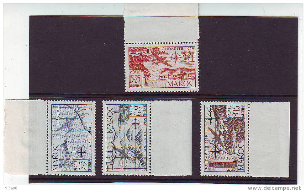 MAROC . POSTE AERIENNE .  N: 75 à 78  . TIMBRES NEUFS SANS CHARNIERE LUXE MNH** . - Aéreo