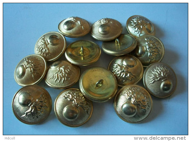 FRANCE - LOT DE 15 BOUTONS MILITAIRES « A LA GRENADE » DIAMETRE 25mm Cuivre - Divise