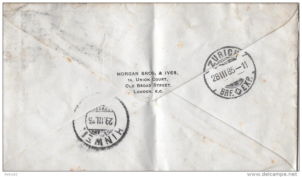 LONDON - ZÜRICH &#8594; Morgan Bros & Ives London, Letter From 1885 - Briefe U. Dokumente