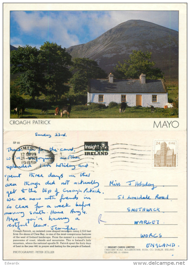 Croagh Patrick, Mayo, Ireland Postcard Posted 1989 Stamp - Mayo