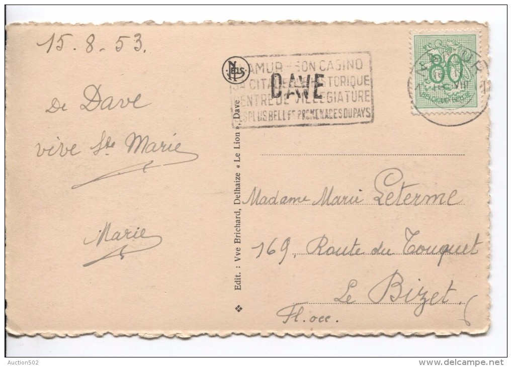 TP 857 S/CP De Dave Griffe Dave + C.méc.Namur 16/8/1953 V.Le Bizet PR3582 - Linear Postmarks