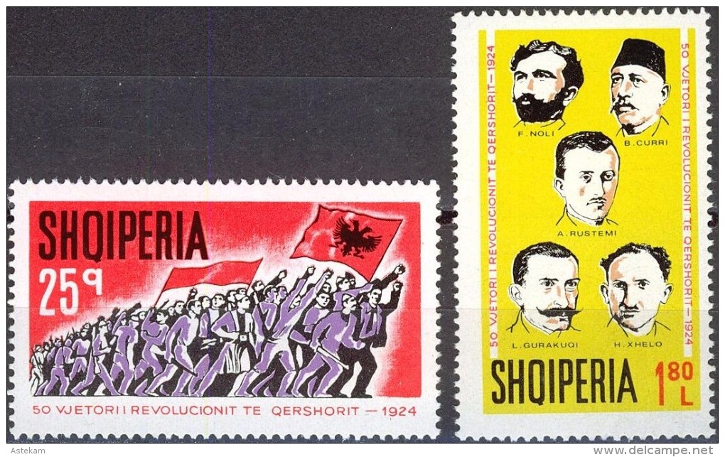 ALBANIA 1974, 50 Years SINCE The REVOLUTION In 1924, COMPLETE, MNH SET, GOOD QUALITY, *** - Albania