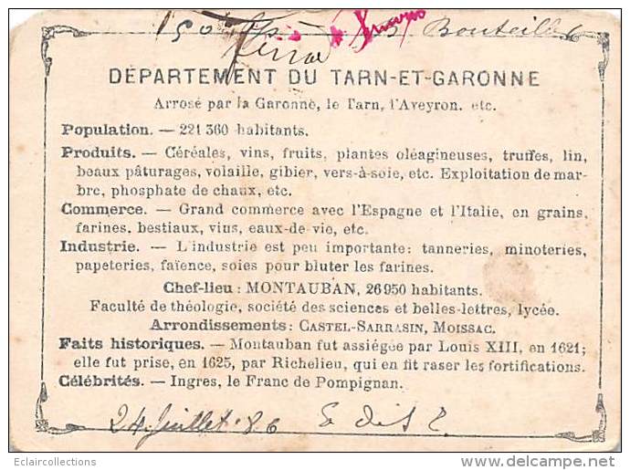 Carte   Chromo  82        Du Département  11.5 X 8.5 Cm ( Cheval) - Autres & Non Classés