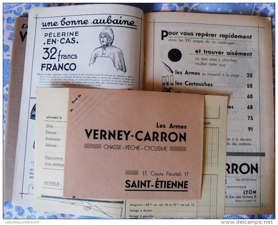 CATALOGUE CHASSE VERNEY CARRON A L'AFFUT !-1939-CHASSE, PECHE, CYCLES ST ETIENNE - 1900 – 1949