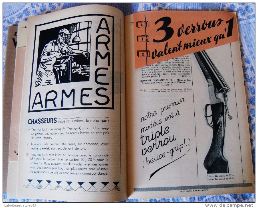 CATALOGUE CHASSE VERNEY CARRON A L'AFFUT !-1939-CHASSE, PECHE, CYCLES ST ETIENNE - 1900 – 1949