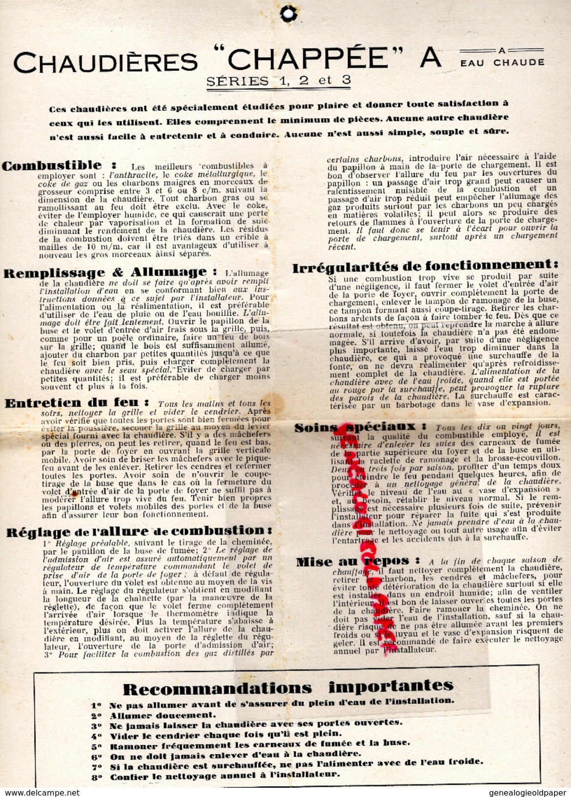 72 - ANTOIGNE-SAINTE JAMME SUR SARTHE- 53- PORT BRILLE- PUBLICITE CARTONNEE CHAUDIERES CHAPPEE -1933 - Documents Historiques