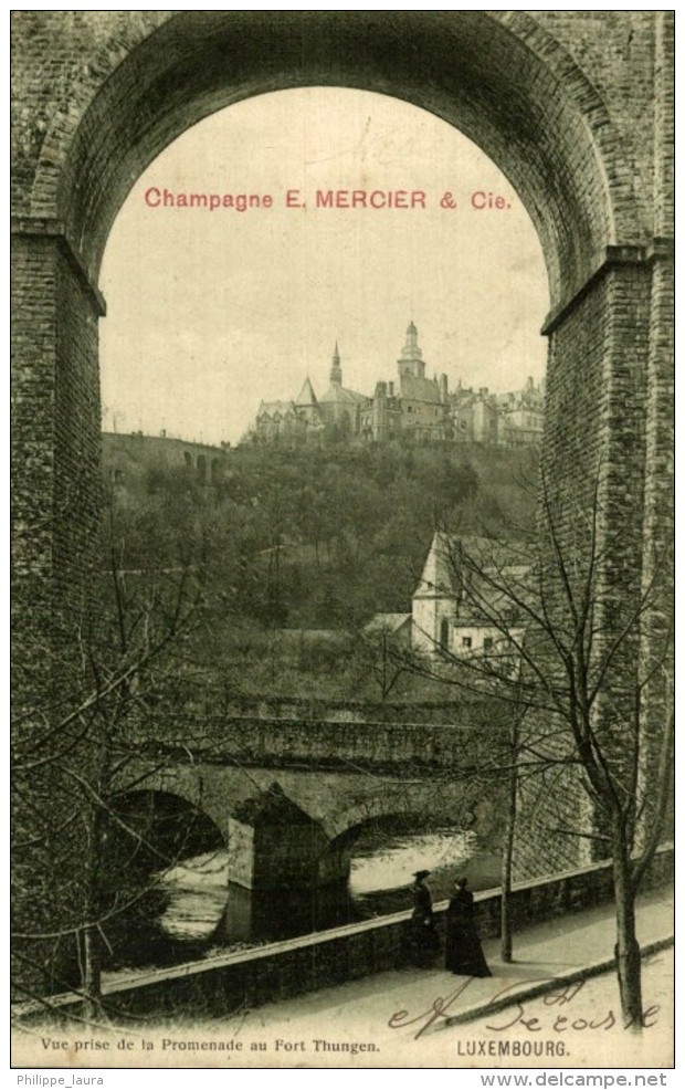 PUBLICITE CHAMPAGNE E MERCIER CIE  VUE PRISE DE LA PROMENADE AU FORT THUNGEN   LUXEMBOURG  LUXEMBURG LUZEMBURGO - Luxemburgo - Ciudad