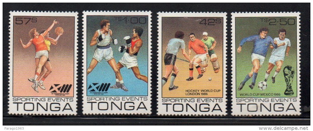 1986 Tonga Sporting Events Football World Cup  Complete Set  Of 4 MNH - Tonga (1970-...)