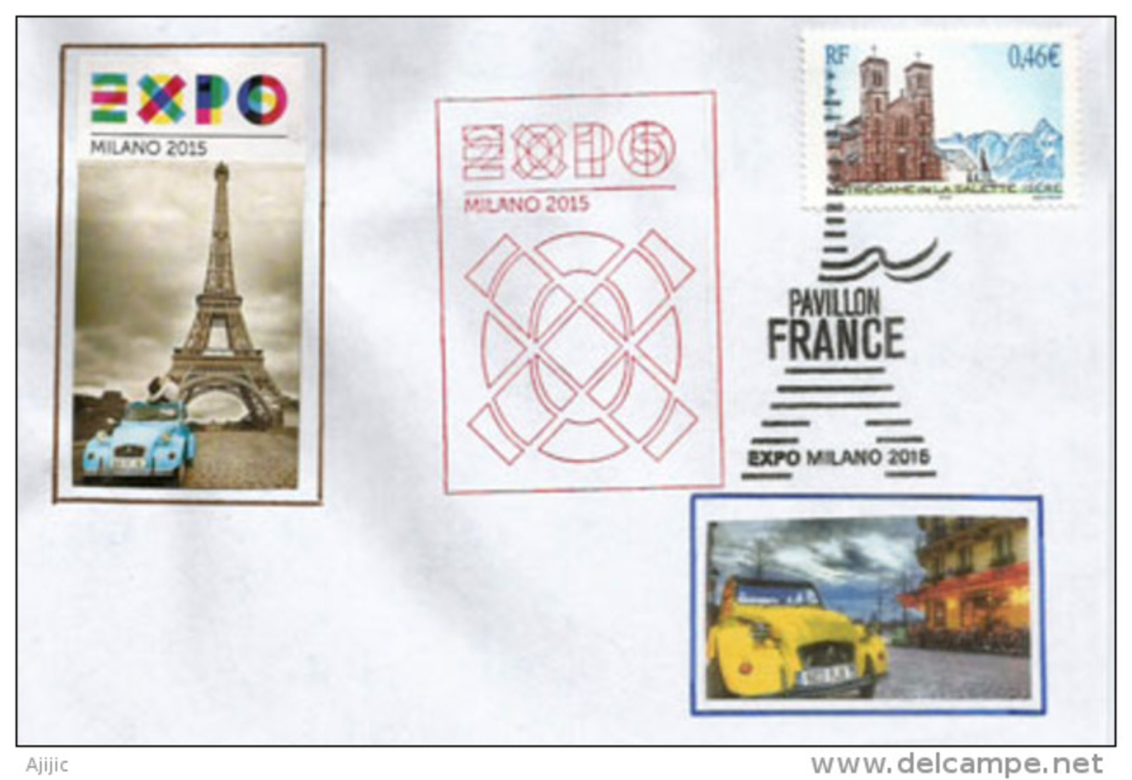 FRANCE. UNIVERSAL EXPO MILANO 2015, Letter From Pavilion FRANCE With Official Stamps Eiffel Tower + EXPO - Storia Postale