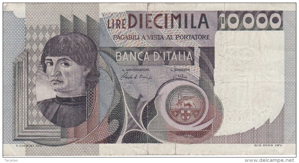 BILLETE DE ITALIA DE 10000 LIRAS DEL AÑO 1980 DE CIONINI  (BANKNOTE) - 10000 Liras