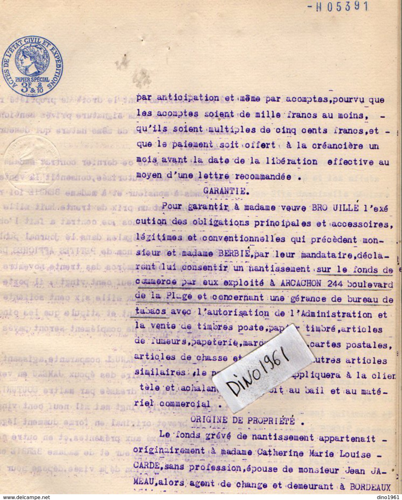 VP6108 - SAINTE LIVRADE - Acte De 1926 - Obligation Par BERBIE à ARCACHON à BROUILLE De SAINT SARDOS - Collections