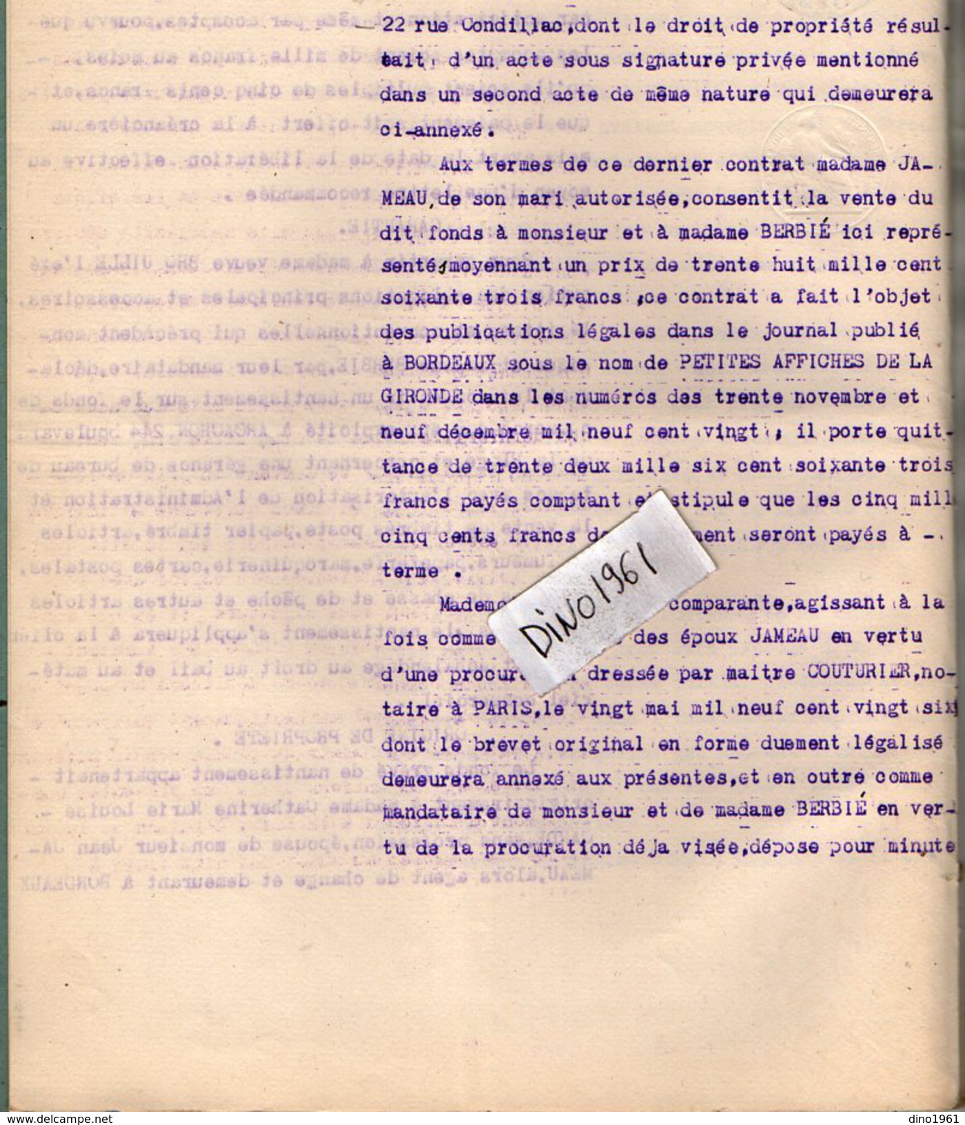 VP6108 - SAINTE LIVRADE - Acte De 1926 - Obligation Par BERBIE à ARCACHON à BROUILLE De SAINT SARDOS - Collections