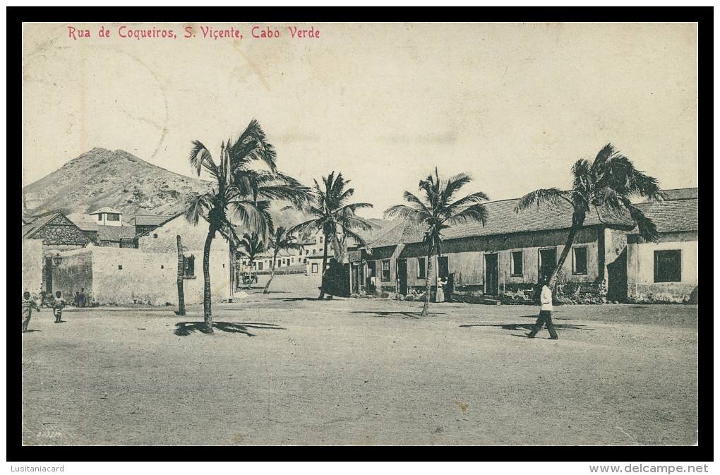 SÃO VICENTE - Rua De Coqueiros ( Ed. Bazar Central Bonucci Frusoni)  Carte Postale - Cap Vert