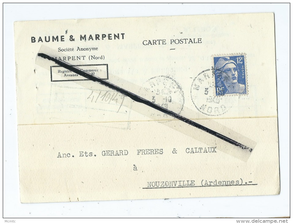 Carte Postale   -  Baume & Marpent  - Sociètè Anonyme   - Marpent  (Nord ) - Dunkerque