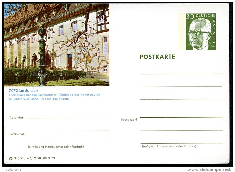 BUND P109 A6/52 Bild-Postkarte LORCH BENEDIKTINERKLOSTER ** 1973 - Abbeys & Monasteries