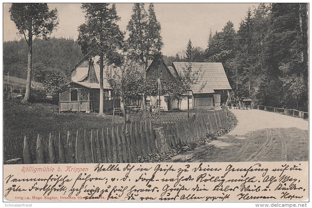 AK Krippengrund Gasthaus Rölligmühle Sächsische Schweiz Krippen Bei Kleingiesshübel Schöna Reinhardtsdorf Bad Schandau - Kleinhennersdorf