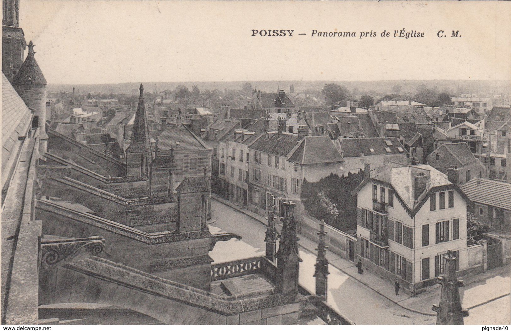 G , Cp , 78 , POISSY , Panorama Pris De L'Église - Poissy