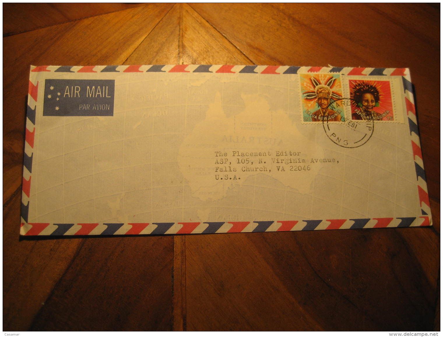 WARDS STRIP 1981 To Falls Church USA 2 Stamp On Air Mail Cover Papua &amp; New Guinea - Papouasie-Nouvelle-Guinée
