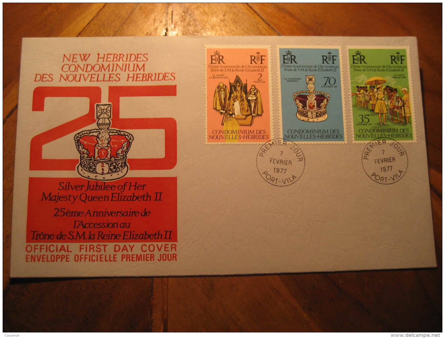 PORT-VILA Port Vila 1977 QEII Silver Jubilee Royalty 3 Stamp On FDC Cancel Cover NEW HEBRIDES CONDOMINIUM DES NOUVELLES - Cartas & Documentos