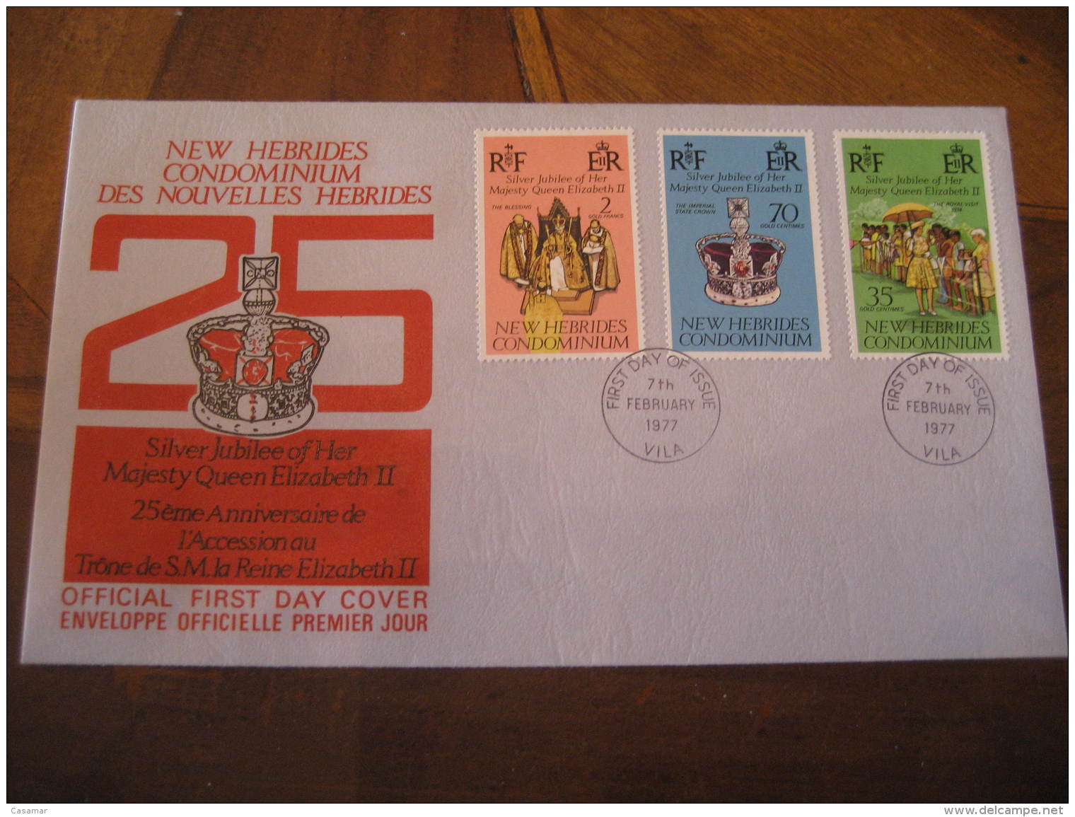 PORT-VILA Port Vila 1977 QEII Silver Jubilee Royalty 3 Stamp On FDC Cancel Cover NEW HEBRIDES CONDOMINIUM DES NOUVELLES - Lettres & Documents