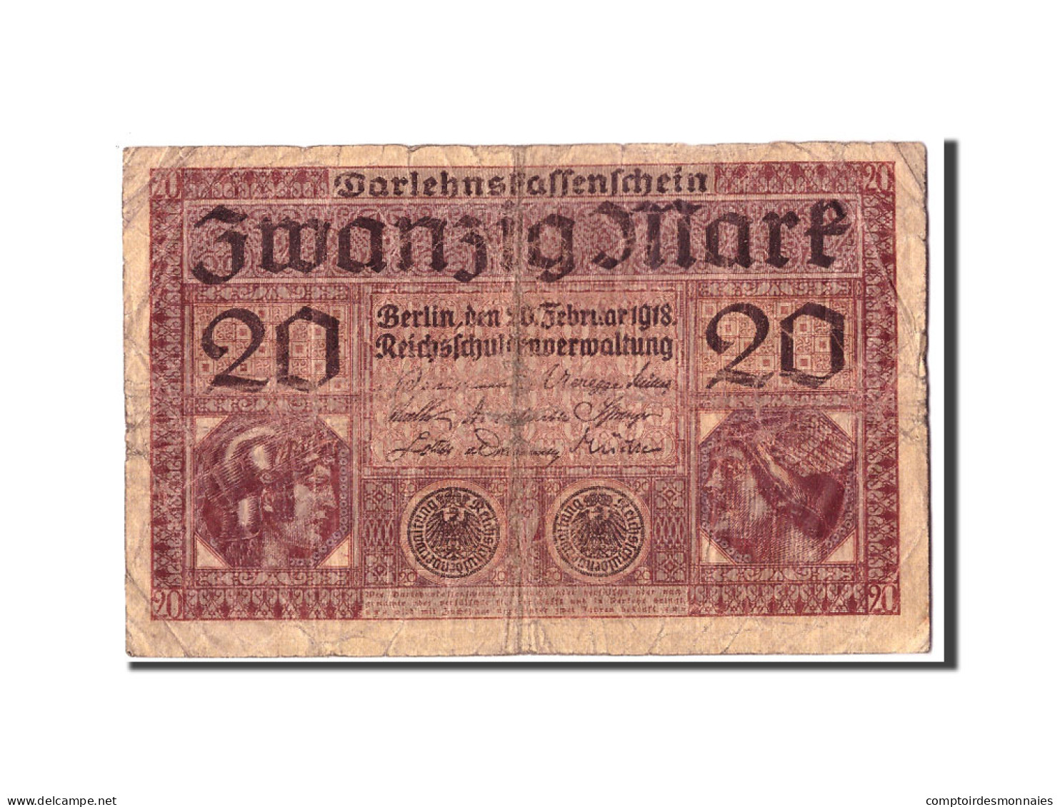 Billet, Allemagne, 20 Mark, 1918, 1918-02-20, KM:57, B - Reichsschuldenverwaltung