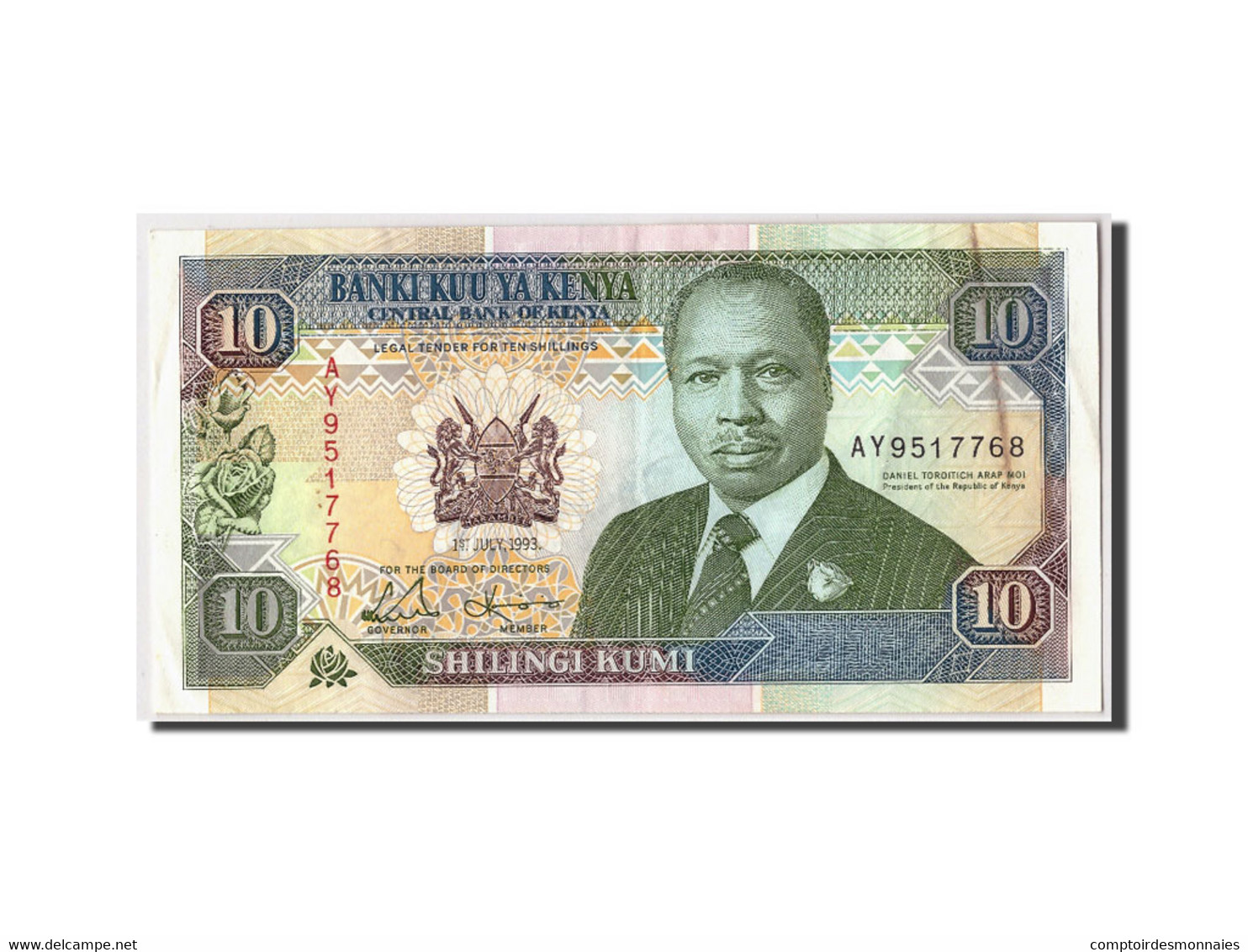 Billet, Kenya, 10 Shillings, 1993, 1993-07-01, KM:24e, TTB - Kenya