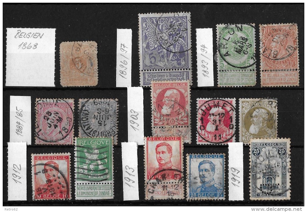BELGIEN &#8594; Kleines Lot Mit 14 Marken Von 1868 Bis 1919 - Collections