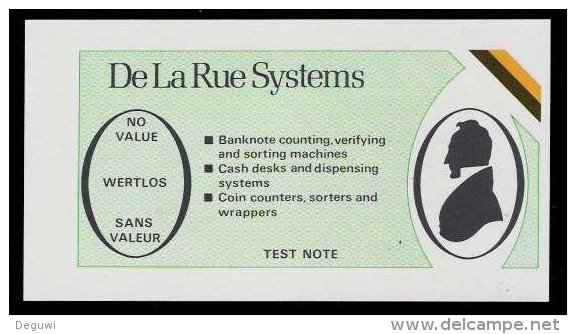 Test Note "DE LA RUE SYSTEMS" Grau, Testnote, 146 X 79 Mm, Beids. Druck, RRRR, UNC - Altri & Non Classificati