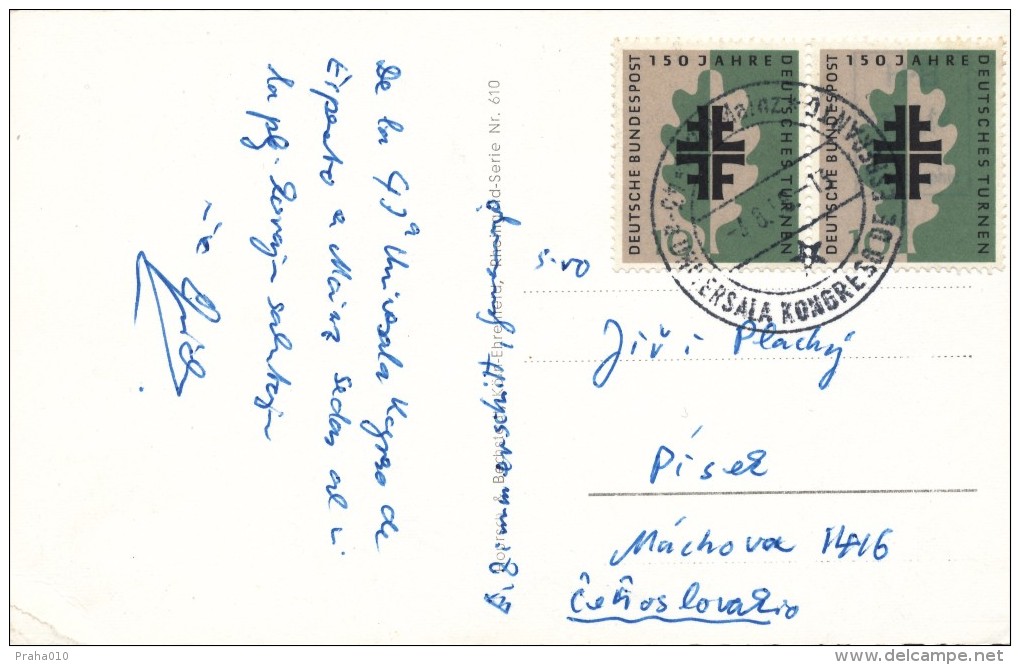 L0098 - BRD (1958) Mainz: 43-a Universala Kongreso De Esperanto (postcard: Mainz, Church), Tariff: 20 Pf. - Esperanto