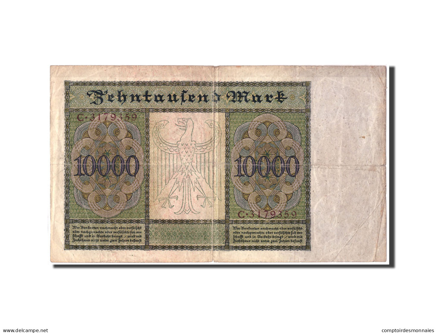 Billet, Allemagne, 10,000 Mark, 1922, 1922-01-19, KM:70, B+ - 10000 Mark