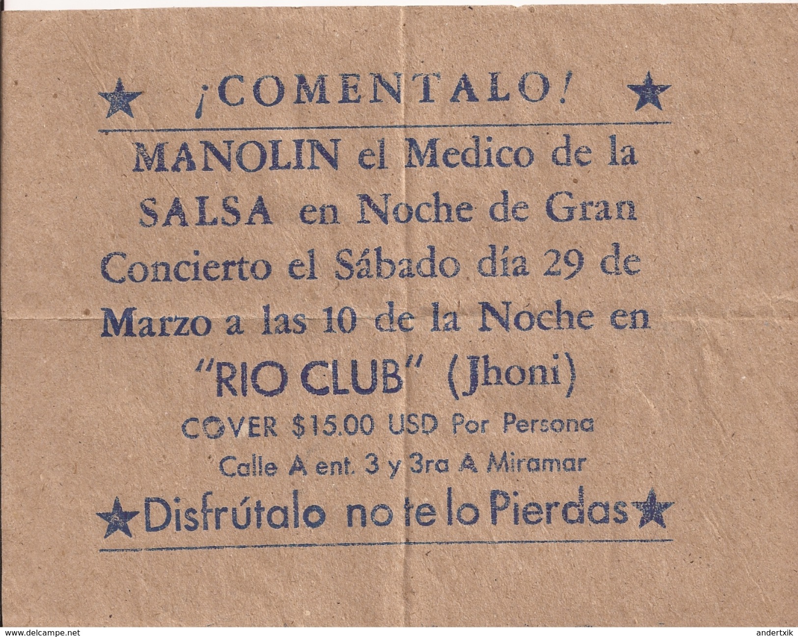 Cartel Antiguo, MANOLIN EL MEDICO - Documentos Históricos