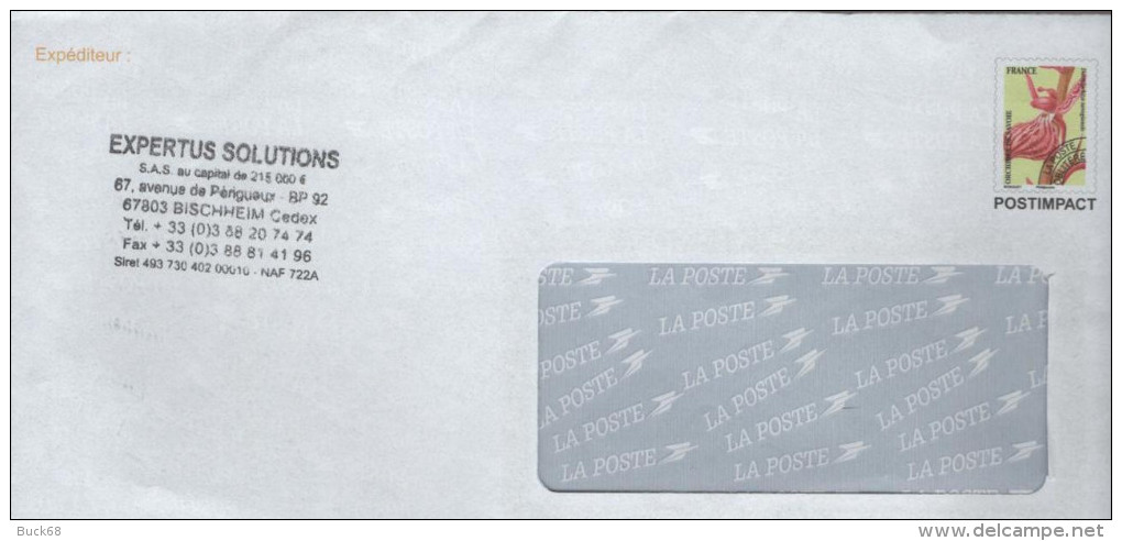 FRANCE Enveloppe PAP Entier Postal  PREOBLITERE Orchidée De Savoie : Experetus Solutions BISCHHEIM (neuf) - Prêts-à-poster:  Autres (1995-...)