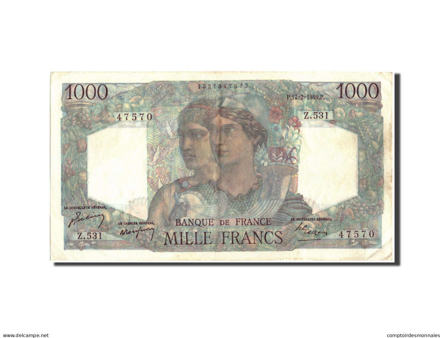 Billet, France, 1000 Francs, 1 000 F 1945-1950 ''Minerve Et Hercule'', 1949 - 1 000 F 1945-1950 ''Minerve Et Hercule''