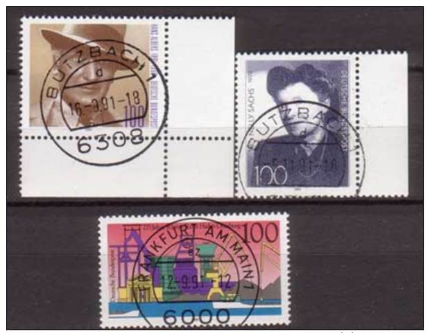 BRD , 1991 , Mi.Nr. 1558 / 1561 / 1575 O - Gebraucht