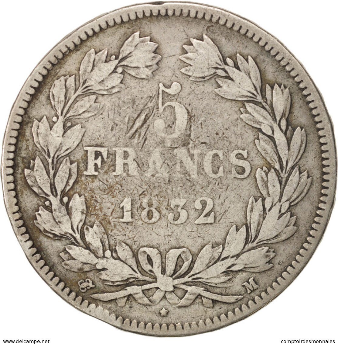 Monnaie, France, Louis-Philippe, 5 Francs, 1832, Toulouse, TB, Argent, KM:749.9 - J. 5 Francs