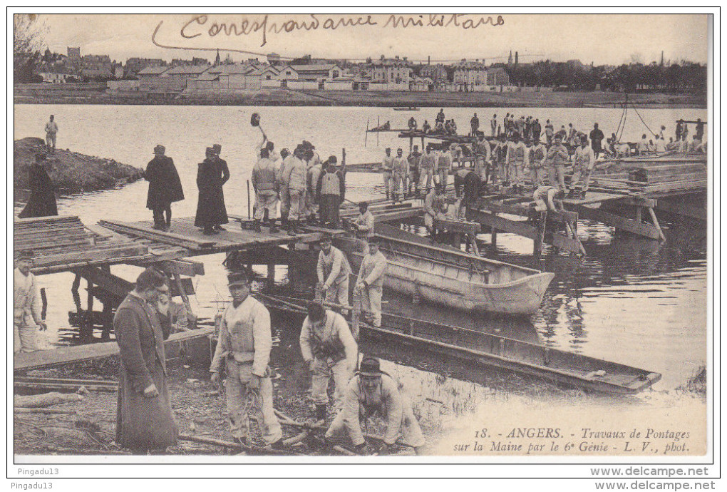 Au Plus Rapide Angers Travaux Pontages Maine 6 ème Génie 26 Sept 1914 Angers Gare Pour Fleury Sur Andelle - Guerre 1914-18