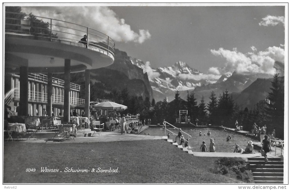 WENGEN &#8594; Gut Besetztes Schwimm- Und Sonnenbad, Fotokarte Ca.1960 - Wengen