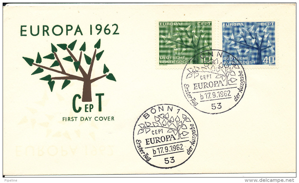 Germany FDC 17-9-1962 EUROPA CEPT Complete With Cachet - 1962