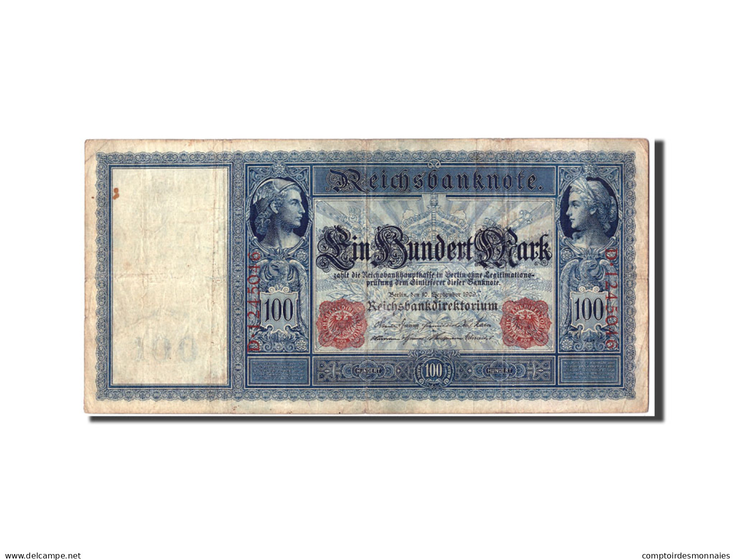 Billet, Allemagne, 100 Mark, 1909, 1909-09-10, KM:38, TB - 100 Mark