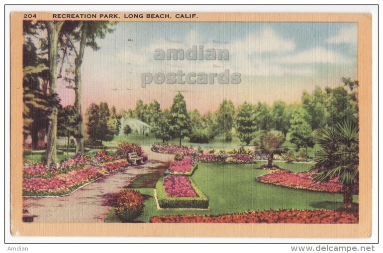 USA - LONG BEACH CA - RECREATION PARK AND GARDENS - 1950s Vintage Linen California Postcard [6140] - Long Beach