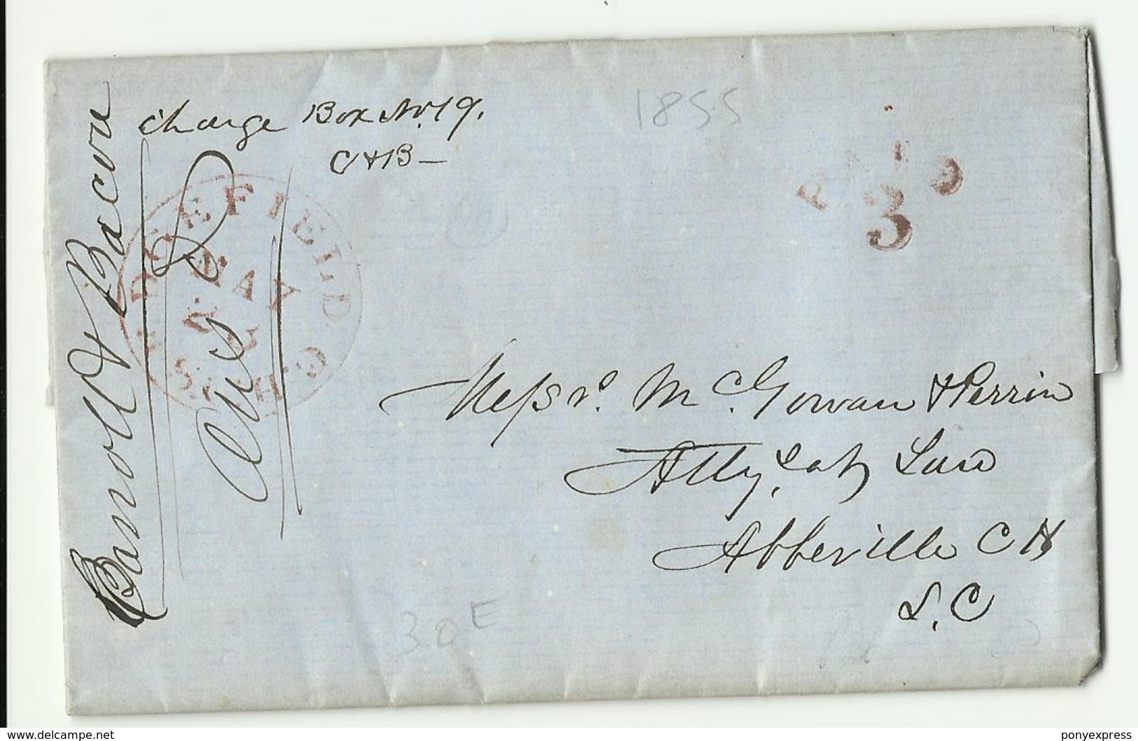 Lettre De Edgefield  (South Carolina) De 1855 Pour Abbeville France - …-1845 Prefilatelia