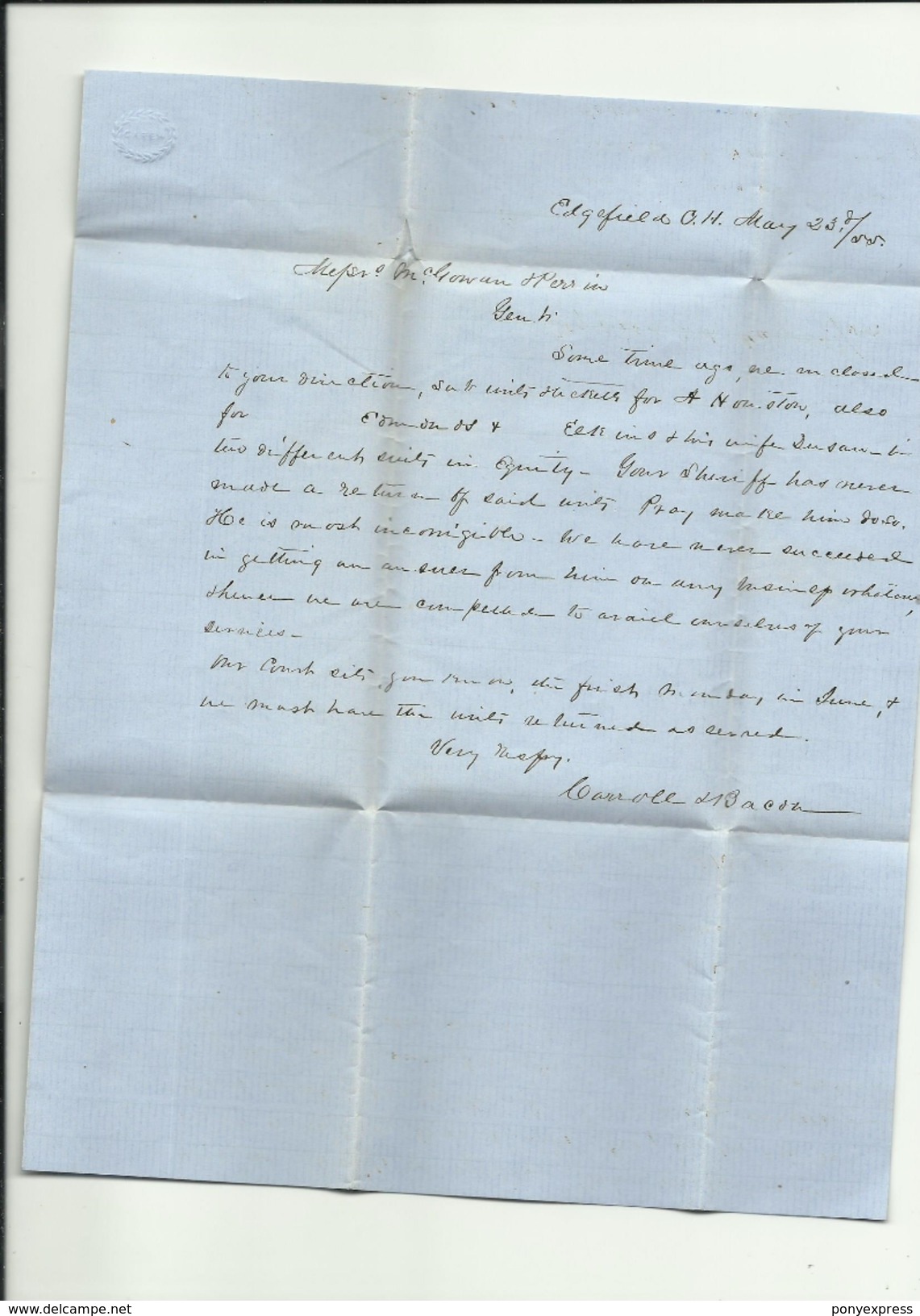 Lettre De Edgefield  (South Carolina) De 1855 Pour Abbeville France - …-1845 Prephilately