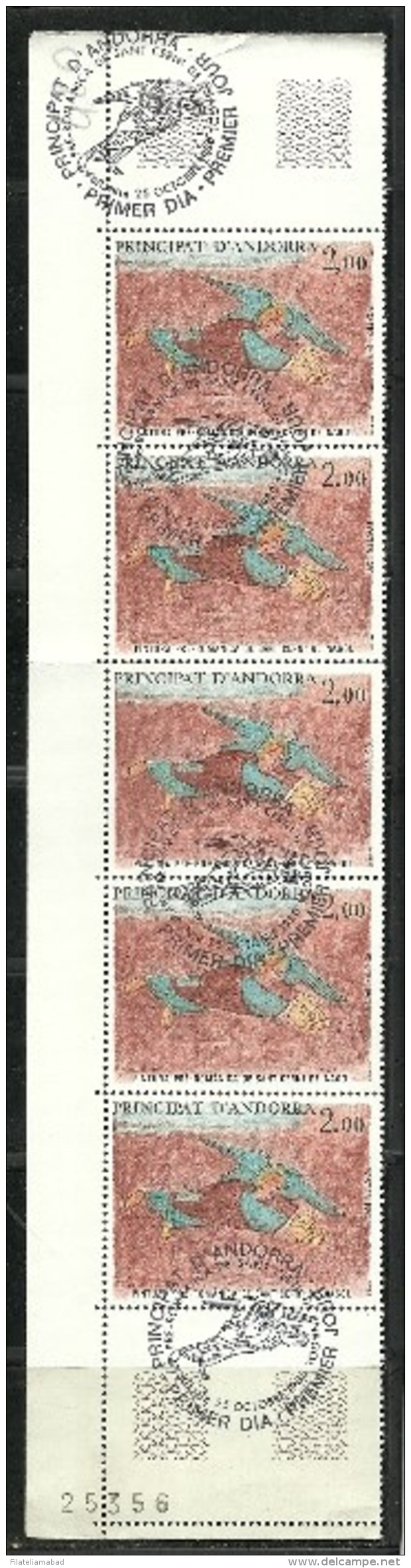 ANDORRA CORREO FRANCES 5 SELLOS MATASELLADOS Nº 290 (C.H.C.11.16) - Used Stamps