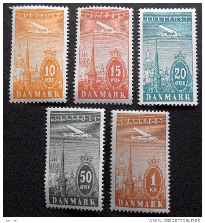 Denmark 1934  MiNr.217-221 MH (**)  Airmail  (lot  B 714 ) - Unused Stamps